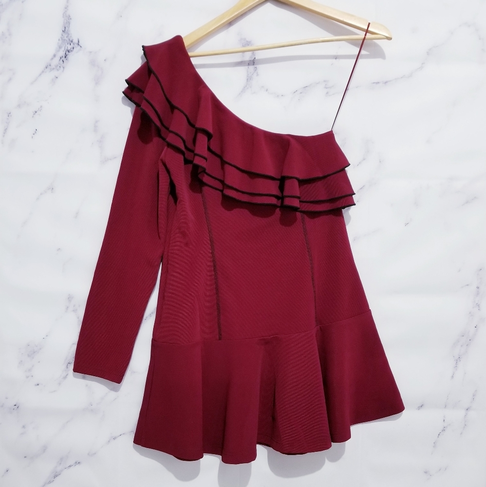 The Room One Shoulder Mini Ruffle Dress - Picture 7 of 9